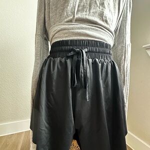 Revival Black Flowy Workout Elastic Waist Shorts